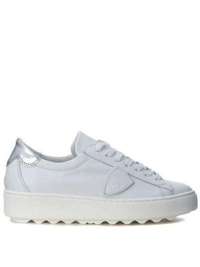 Shop Philippe Model Madeleine White Leather Sneaker In Bianco