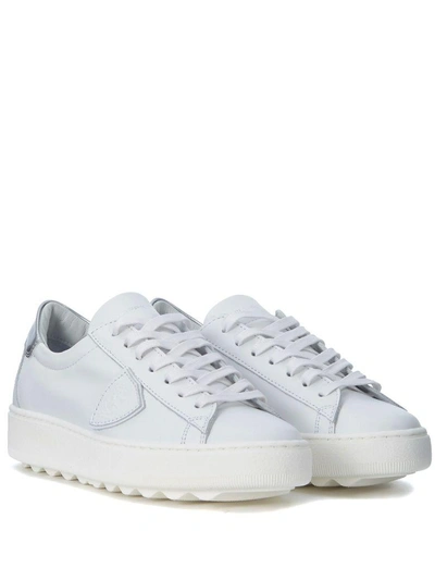 Shop Philippe Model Madeleine White Leather Sneaker In Bianco