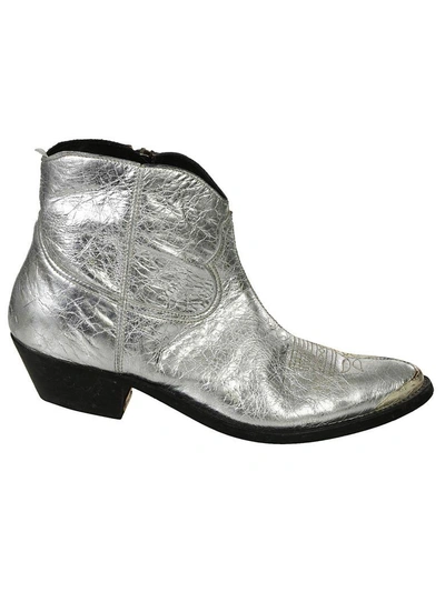 Shop Golden Goose Suede Boots In Gold-silver