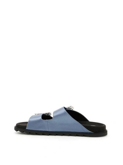 Shop Roger Vivier Viv Strass Buckle Sandals In Blue Babyceleste