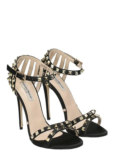 Shop Gianni Renzi Black Satin Sandals