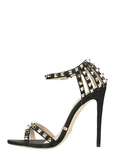 Shop Gianni Renzi Black Satin Sandals