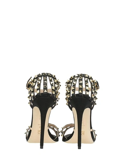 Shop Gianni Renzi Black Satin Sandals