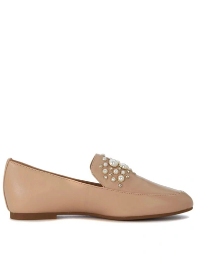 Shop Michael Kors Gia Pale Pink Flat Shoes With Pearls In Rosa