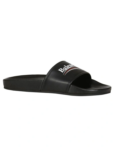 Shop Balenciaga Logo Sliders In Nero