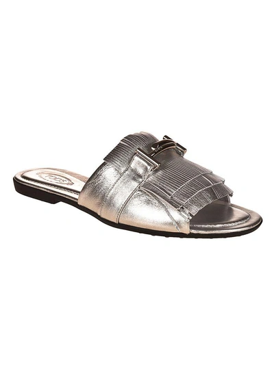 Shop Tod's Flat Shoes In Silver