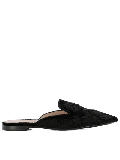 Shop Alberta Ferretti Black Fabric Slippers