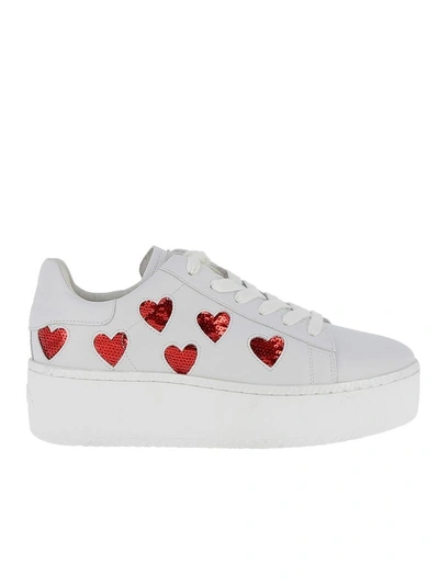 Shop Ash White-red Leather Sneakers