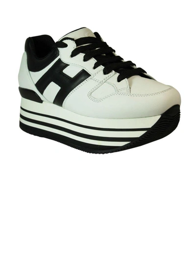 Shop Hogan White Black Maxi Platform Sneakers