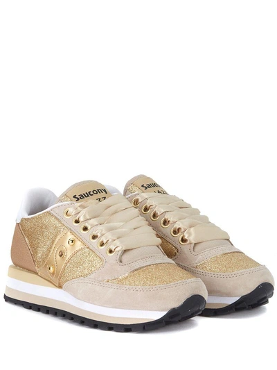 Saucony Jazz Triple Beige Suede And Gold Glitter Sneaker Limited Edition In  Oro | ModeSens