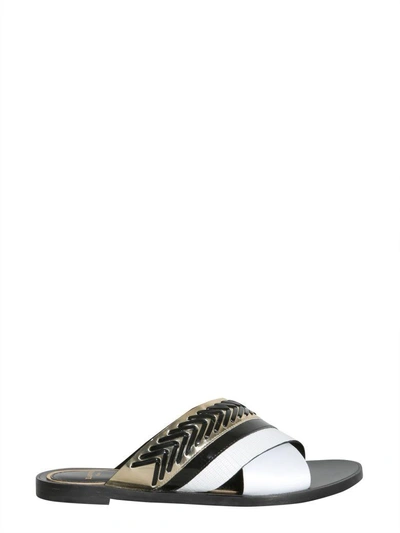 Shop Lanvin Slide Sandals In Bianco