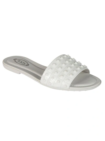 Shop Tod's Studded Sliders In White