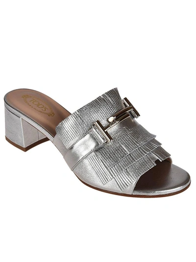 Shop Tod's Sandals In Silver