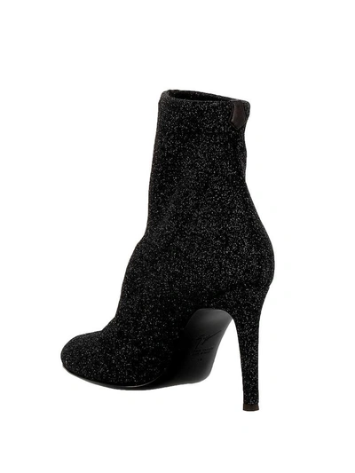 Shop Giuseppe Zanotti Design Lurex Black Stretch Ankle Boots