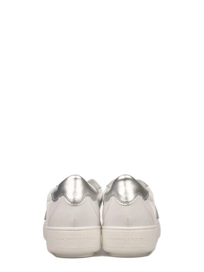 Shop Philippe Model White-silver Madeleine Leather Sneakers