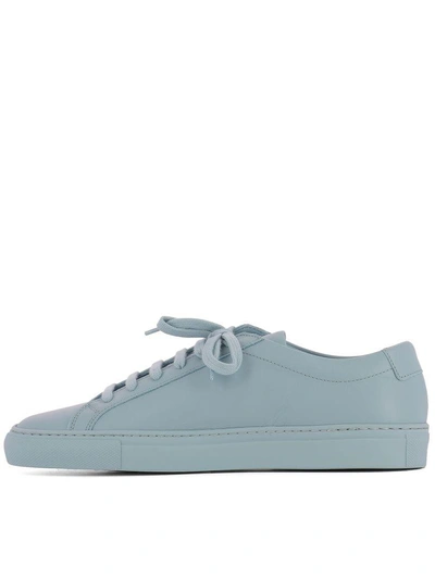 Shop Common Projects Light Blue Leather Sneakers