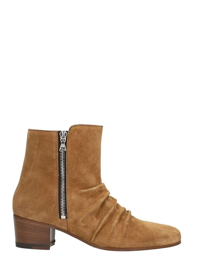 Shop Amiri Stack Boot In Brown Suede