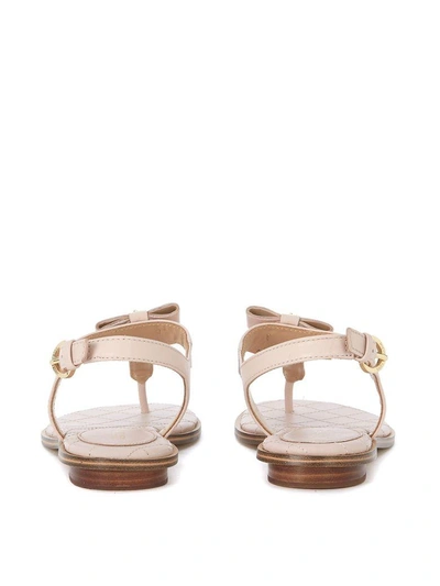 Shop Michael Kors Alice Pink Leather Sandal With Bow And Pendant In Rosa