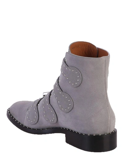 Shop Givenchy Grey Ankle Boots With Studs Inserts