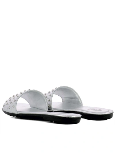 Shop Tod's Silver Leather Sandals