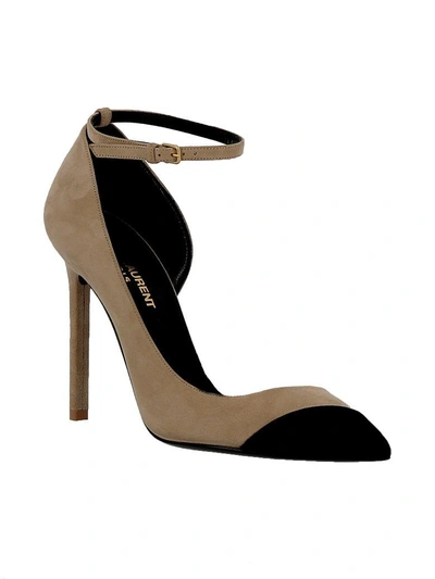 Shop Saint Laurent Desert-black Suede Sandals In Beige