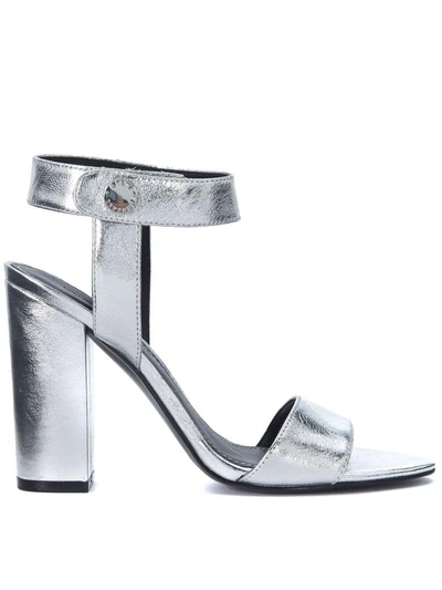 Shop Kendall + Kylie Kendall+kylie Rowan Silver Leather Heeled Sandal In Argento