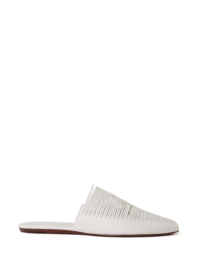 Shop Tory Burch Sienna Point-toe Leather Mule Flats In Bianco