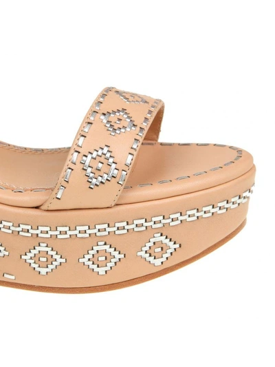 Shop Tory Burch "blake Ankle-strap Wedge Sandal" Sandal In Leather In Natural