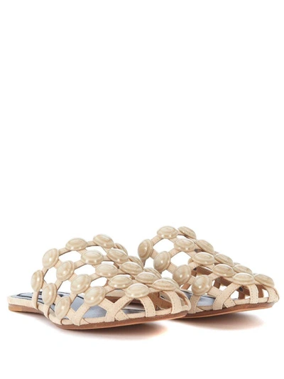 Shop Alexander Wang Amelia Beige Suede Braided Mules With Studs