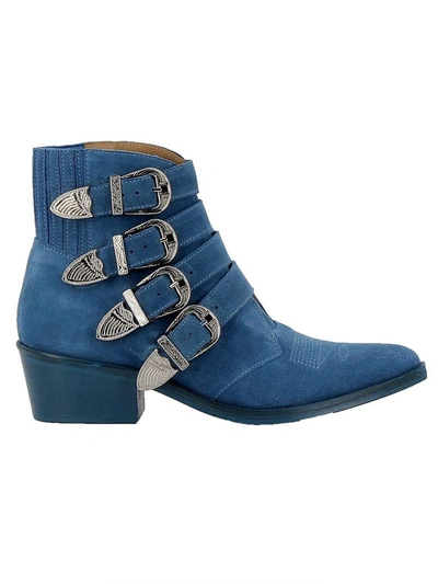 Shop Toga Light Blue Suede Ankle Boots