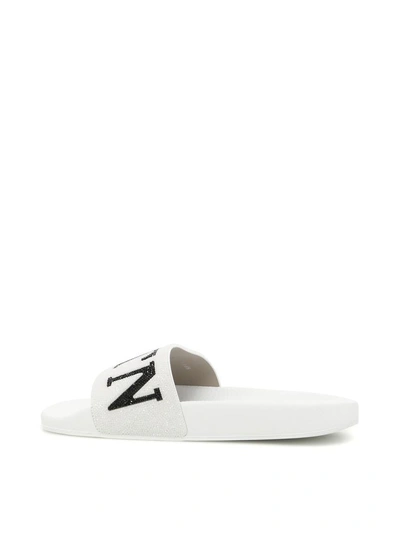 Shop Valentino Vltn Slides In Whitebianco