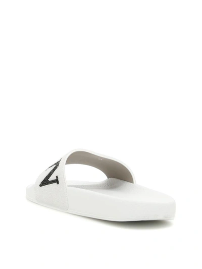 Shop Valentino Vltn Slides In Whitebianco