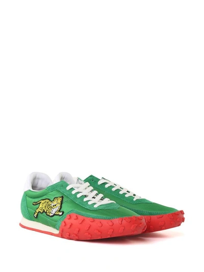 Shop Kenzo Move Suede And Nylon Sneakers In Verde