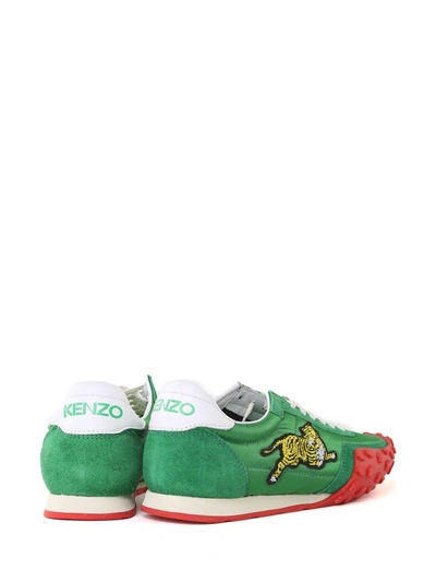 Shop Kenzo Move Suede And Nylon Sneakers In Verde