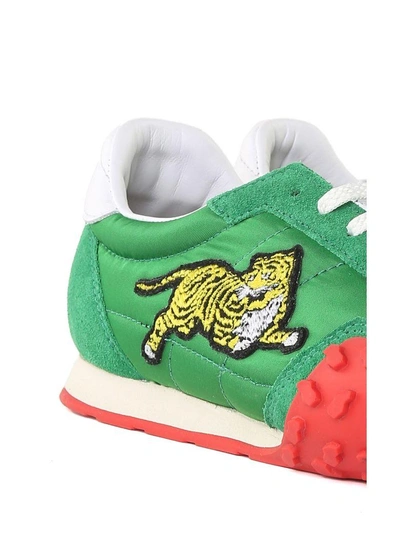 Shop Kenzo Move Suede And Nylon Sneakers In Verde