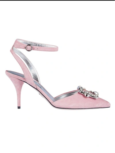 Shop Prada Crystal Buckle Pumps In Loto