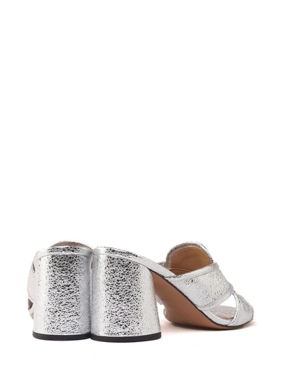 Shop Marc Jacobs Aurora Crackled Metallic-leather Mules In Argento