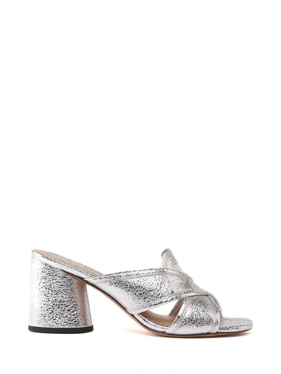Shop Marc Jacobs Aurora Crackled Metallic-leather Mules In Argento