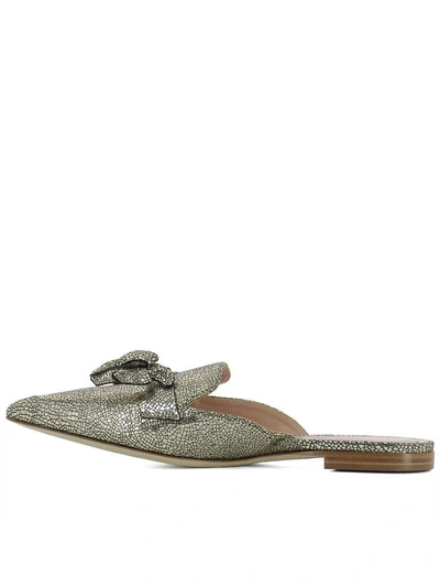 Shop Alberta Ferretti Gold Leather Slippers