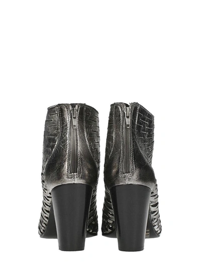 Shop Strategia Open Toe Spritz Silver Leather Ankle Boots