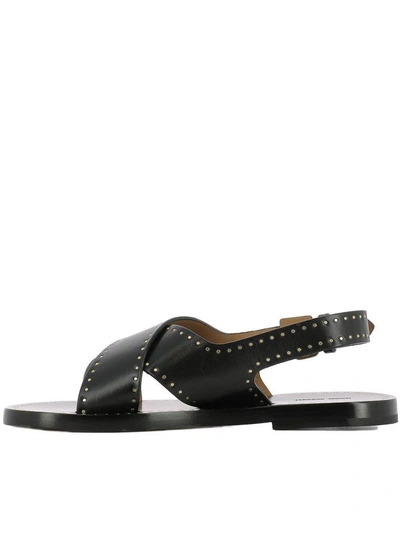 Shop Isabel Marant Black Leather Sandals