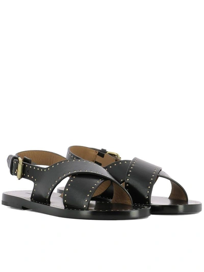 Shop Isabel Marant Black Leather Sandals