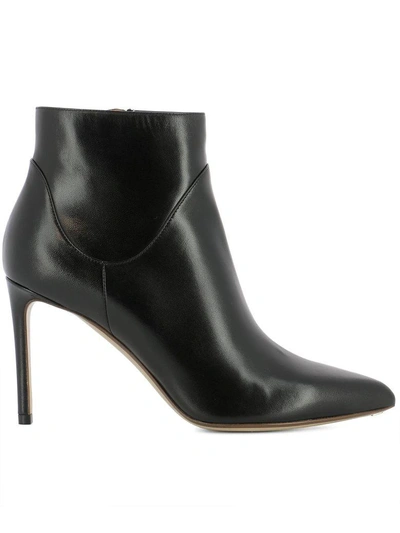 Shop Francesco Russo Black Leather Heeled Ankle Boots