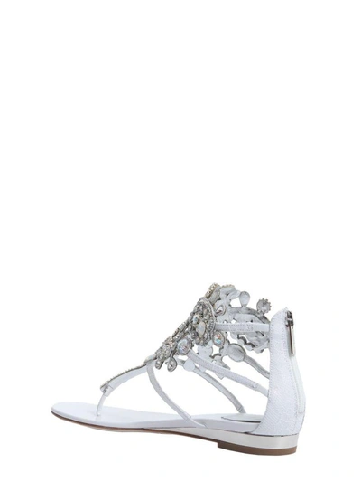 Shop René Caovilla Crystal Embellished Flips In Bianco