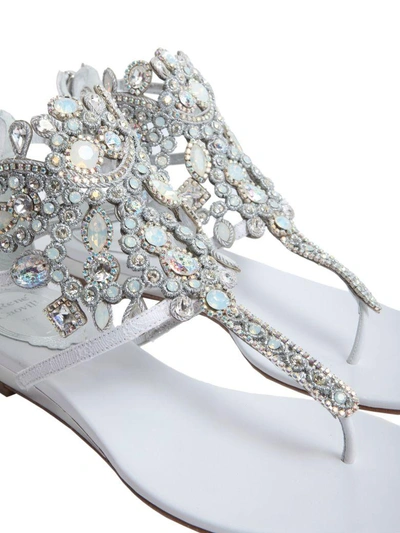 Shop René Caovilla Crystal Embellished Flips In Bianco