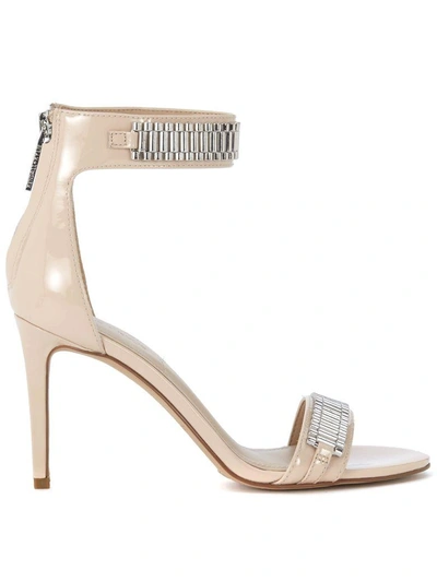 Shop Kendall + Kylie Kendall+kylie Miaa Nude Patent Leather And Metal Heeled Sandal In Multicolor