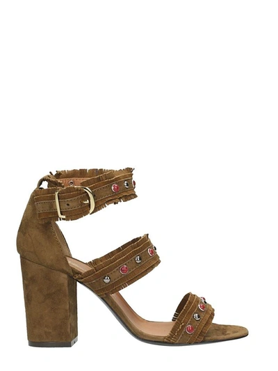 Shop Via Roma 15 Brown Suede Sandals In Leather Color