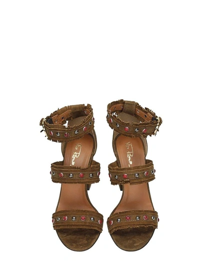 Shop Via Roma 15 Brown Suede Sandals In Leather Color