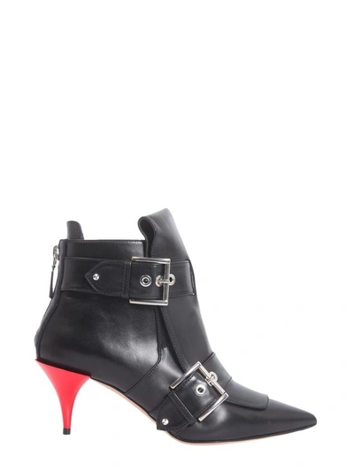 Shop Alexander Mcqueen Horn Heel Ankle Boots In Nero