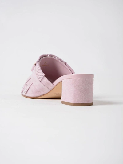 Shop Tod's Double T Fringed Mules In Lkeepsake Lilac